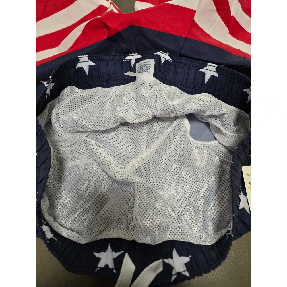 Mission Ridge Mens XL Swim Trunks American Flag Stars Stripes Board Shorts NWT